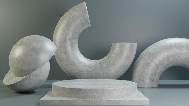 betonnen podium met beeldhouwwerk