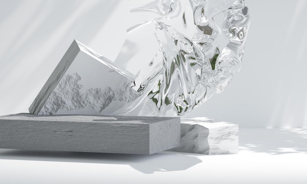 Betonnen podium voor productpresentatie Natuurlijke schoonheidsvoetstuk 3d illustratiex9