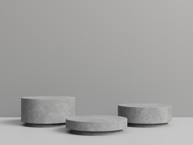 Betonnen sokkel voor productweergave met grijze achtergrond 3D-rendering