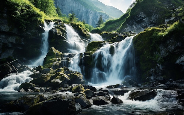 Betoverde wateren die de schoonheid van een heldere waterval verkennen