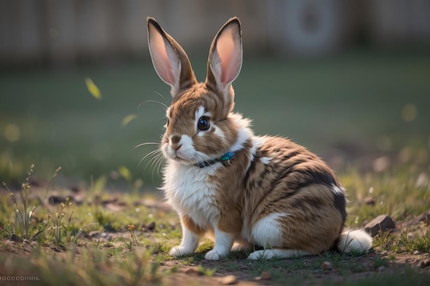 Betoverend portret Fotorealistisch jong konijn met lange oren in een natuurlijke omgeving