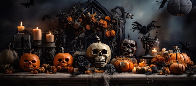 Betoverende elementen voor Halloween Party Decor en Design Uitgebreid Finishing Touches Concept