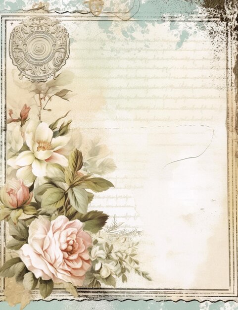 Foto betoverende herinneringen vintage bloemen scrapbook elegantie met aquarel accenten