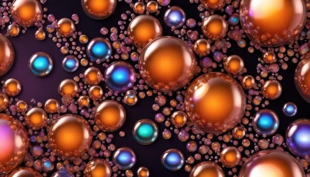 Betoverende iriserende bubbels Donkere lever Perzische sinaasappel en ikterine Abstract behang