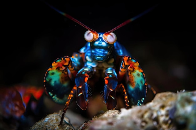 Betoverende Peacock Mantis-garnalen die kleuren weergeven