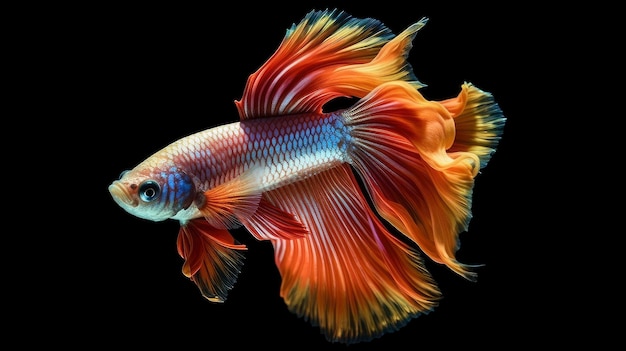 Betta fish on a dark background