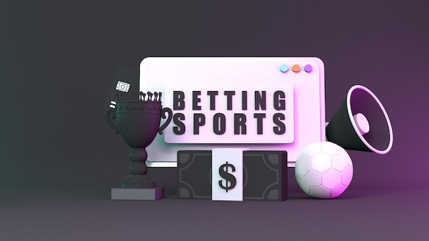 Betting banner Sports betting 3d render illustration