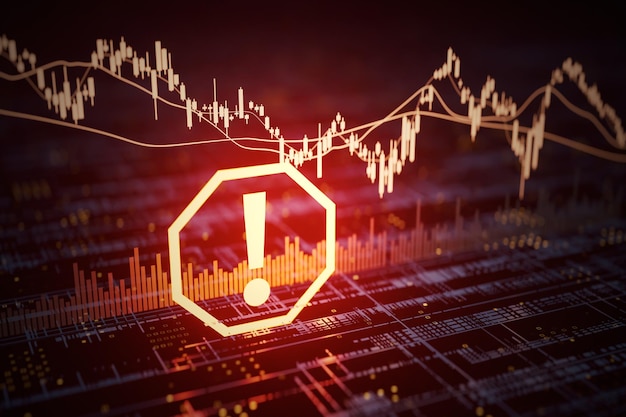 Beurs crash waarschuwing 3D-rendering