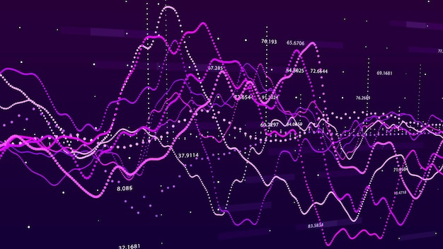 Beursgrafiek Big data visualisatie investering grafiek concept 3D-rendering
