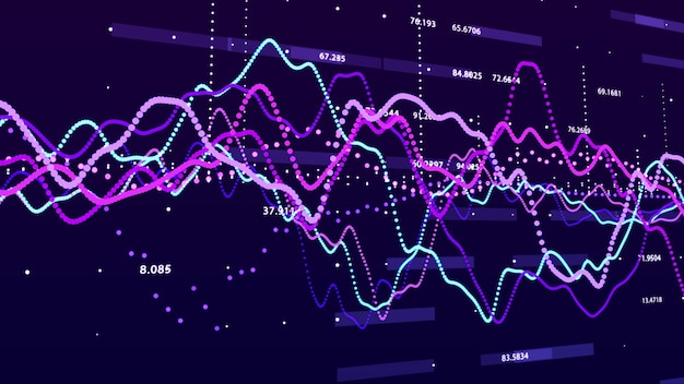 Beursgrafiek Big data visualisatie investering grafiek concept 3D-rendering