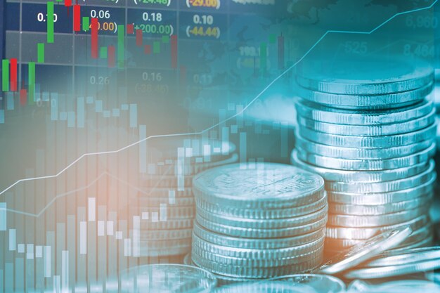 Beursinvesteringen die financiële munt en grafiek verhandelen of Forex voor het analyseren van winstfinanciering