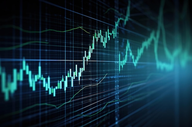 Beurskaart transactieanalyse investeringsfinanciering aandelenmarkt financiële of valutagrafiek marktgrafiek crisisverliezen groei inkomen en winst winnen de trend