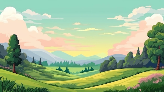 beutiful nature landscape mountain view background illustration