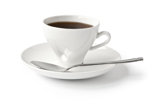 Beverage. cup of black coffee isolated on white