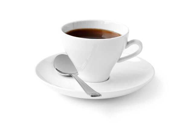 beverage. cup of black coffee isolated on white