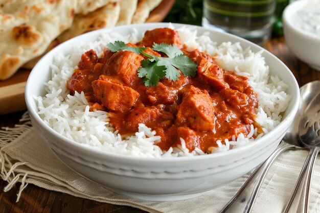 Bevredigende kip Tikka Masala met Basmati rijst