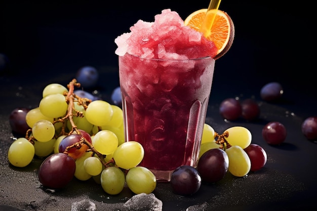 bevroren fruit slushie met druiven en citrus garnish