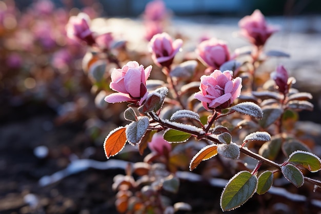 Bevroren planten en bloemen