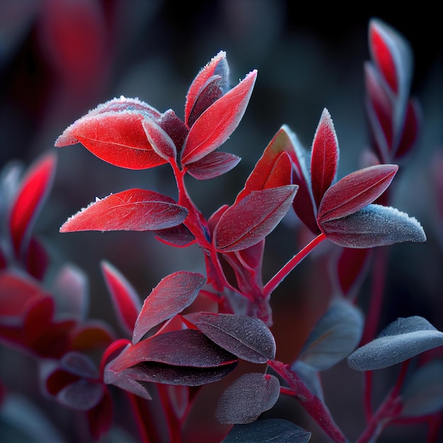 Bevroren rood blad de eerste vorst Generatieve Ai