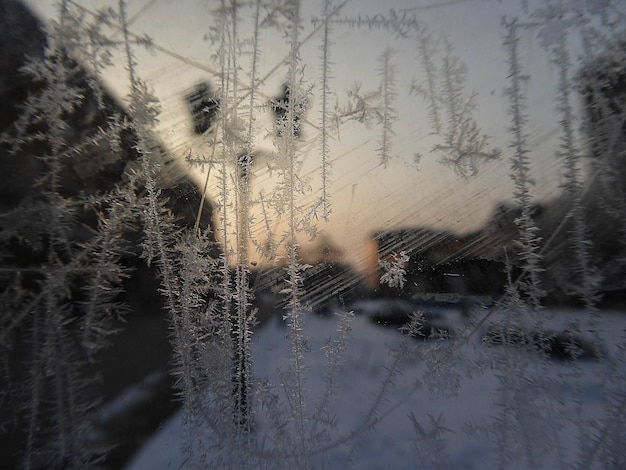 Bevroren venster abstracte winter achtergrond en textuur