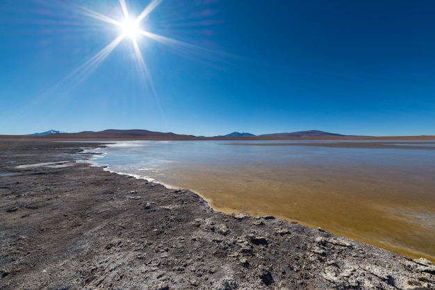 Bevroren zoutmeer aan de Andes