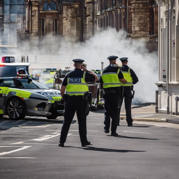 Bewakers van de orde Britse politieagenten die zich met eer en integriteit inzetten voor de dienst en bescherming van de wet