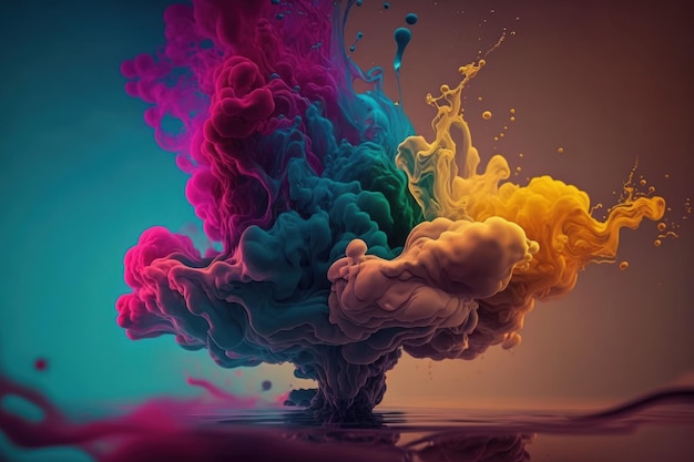 Beweging Kleurrijke inktabstracties omvatten kleurdruppels in water en inktwervelingen Fancy Dream Underwater Ink Cloud