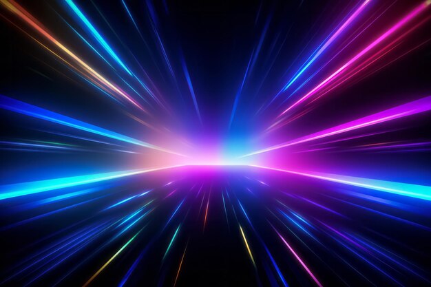 Bewegingssnelheid neon licht tunnel of corridor Futuristische laser cyberspace perspectief achtergrond