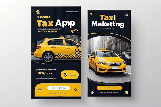 Foto bewerkbare mobiele app marketing social media post banner sjabloon taxi app social media post
