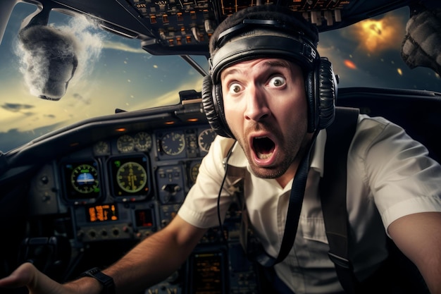 Фото Ошеломленный шокированный пилот авиации генератор ай