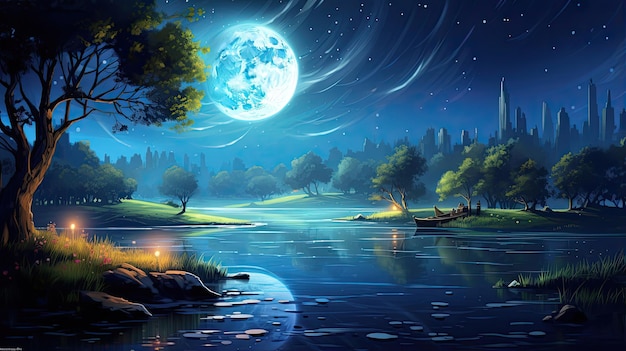 Bewitched Moonlit Lake