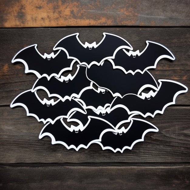 Photo bewitching halloween bats a black background sticker with a white border
