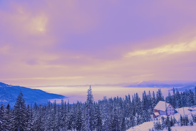 산의 황홀한 겨울 풍경