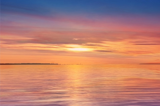 Foto bewolkt roze blauw oranje goud oranje pastel zonsondergang regenboog op zee