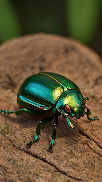 Foto lo scarabeo gioiello di beyers è uno scarabeo verde con una striscia gialla sulla schiena