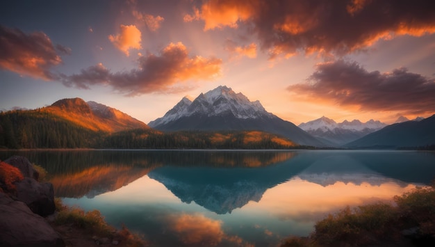 Beyond the Horizon HD Wallpaper of Majestic Mountain Sunrise by the Lake for Zoom Background