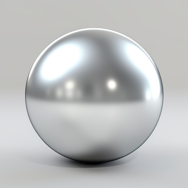 За гранью обычного завораживающего гиперреалистичного трехмерного серебряного шара на белом фоне