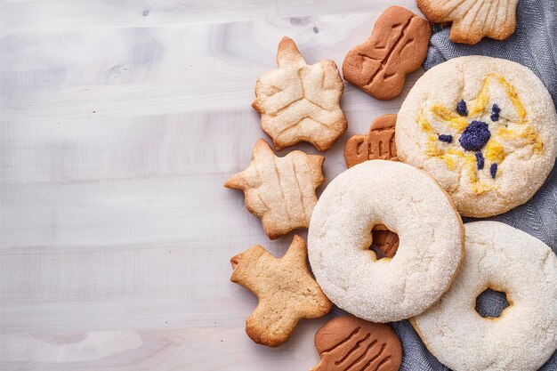 Photo beze cookies on the wooden background