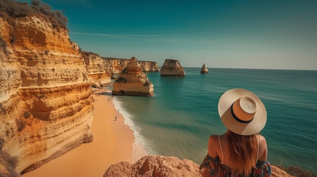 Bezoek toerisme in Portugal Atlantische oceaan en desoriënterende tropische kustlijn Creatieve hulpbron AI Gegenereerd