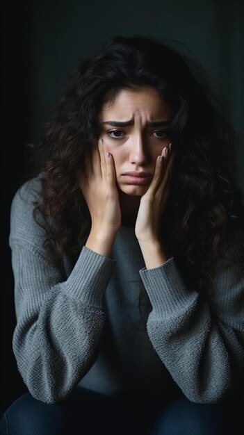 bezorgde gefrustreerde jonge vrouw die zich depressief en eenzaam voelt, die last heeft van stress en nerveus is