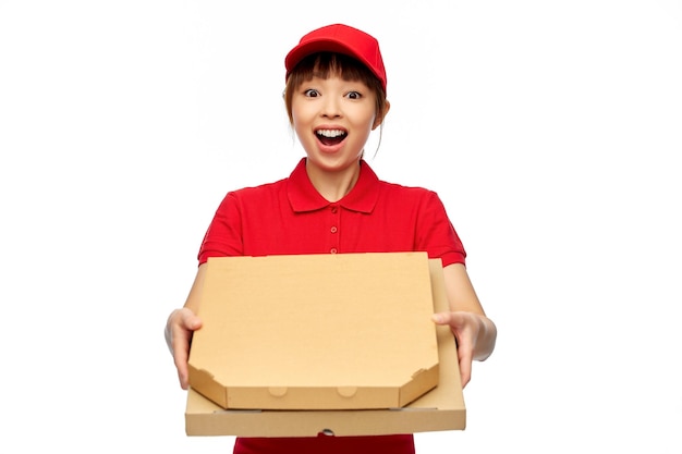 bezorgvrouw met pizza dozen