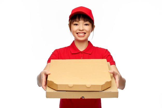 bezorgvrouw met pizza dozen