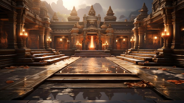 Храм Бхадрачалам Храм Бхадрадри Сита Рамачандрасвами Девастанам, полный вид внутри помещения в Индии