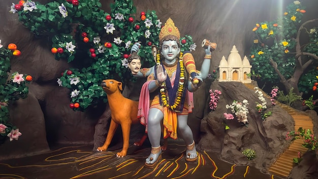 bhairav baba image in indian temple wall art statue