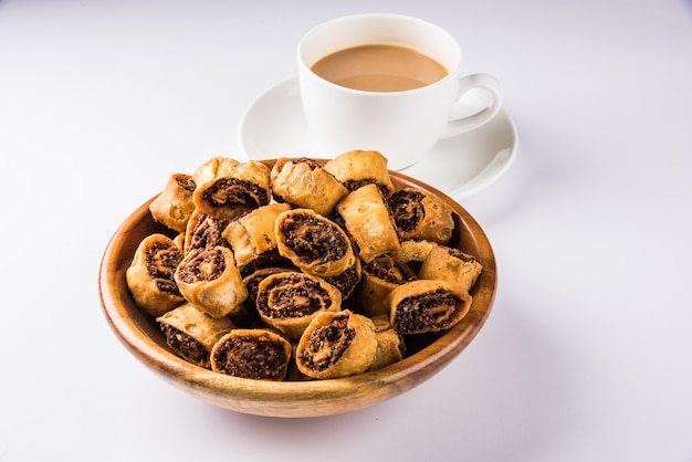 Bhakarwadi also spelled as Bakarwadi or spring roll, is a traditional sweet and spicy tea  time snack originated in Pune, Maharashtra