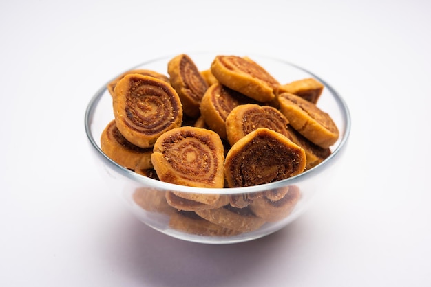 Bhakarwadi or Bakarvadi or Bhakharwadi is an Indian traditional Snacks originating from Pune