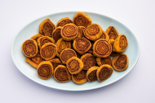 Bhakarwadi or Bakarvadi or Bhakharwadi is an Indian traditional Snacks originating from Pune