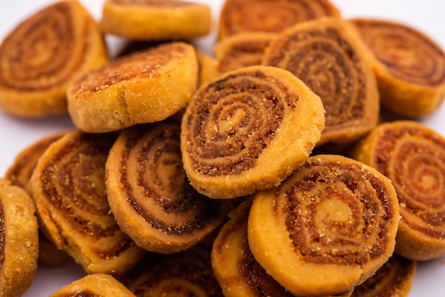 Bhakarwadi or Bakarvadi or Bhakharwadi is an Indian traditional Snacks originating from Pune