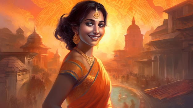 Bharat mata smiling generative AI