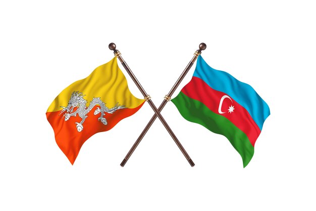 Bhutan versus Azerbeidzjan Twee vlaggen achtergrond